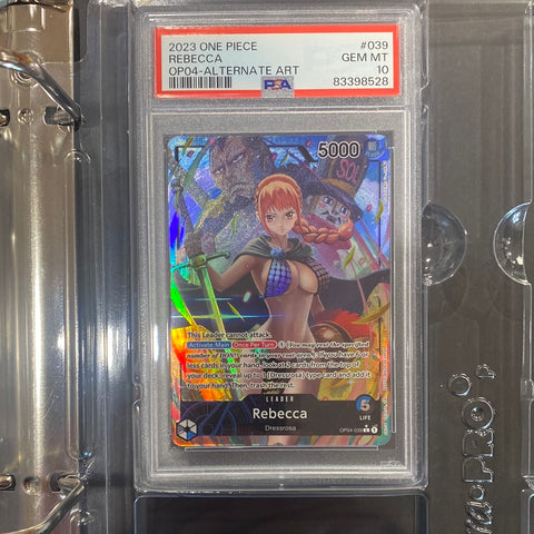 ONE PIECE- Rebecca OP04-039 Leader Alt Art Kingdoms of Intrigue - PSA Warriors Down Under ONE PIECE- Rebecca OP04-039 Leader Alt Art Kingdoms of Intrigue - PSA Warriors Down Under