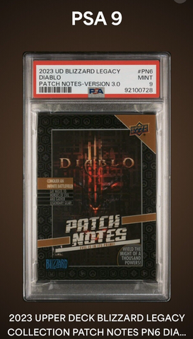 2023 Upper Deck Blizzard Legacy Patch Notes Diablo 3 - Version 3 #PN6 - PSA 9